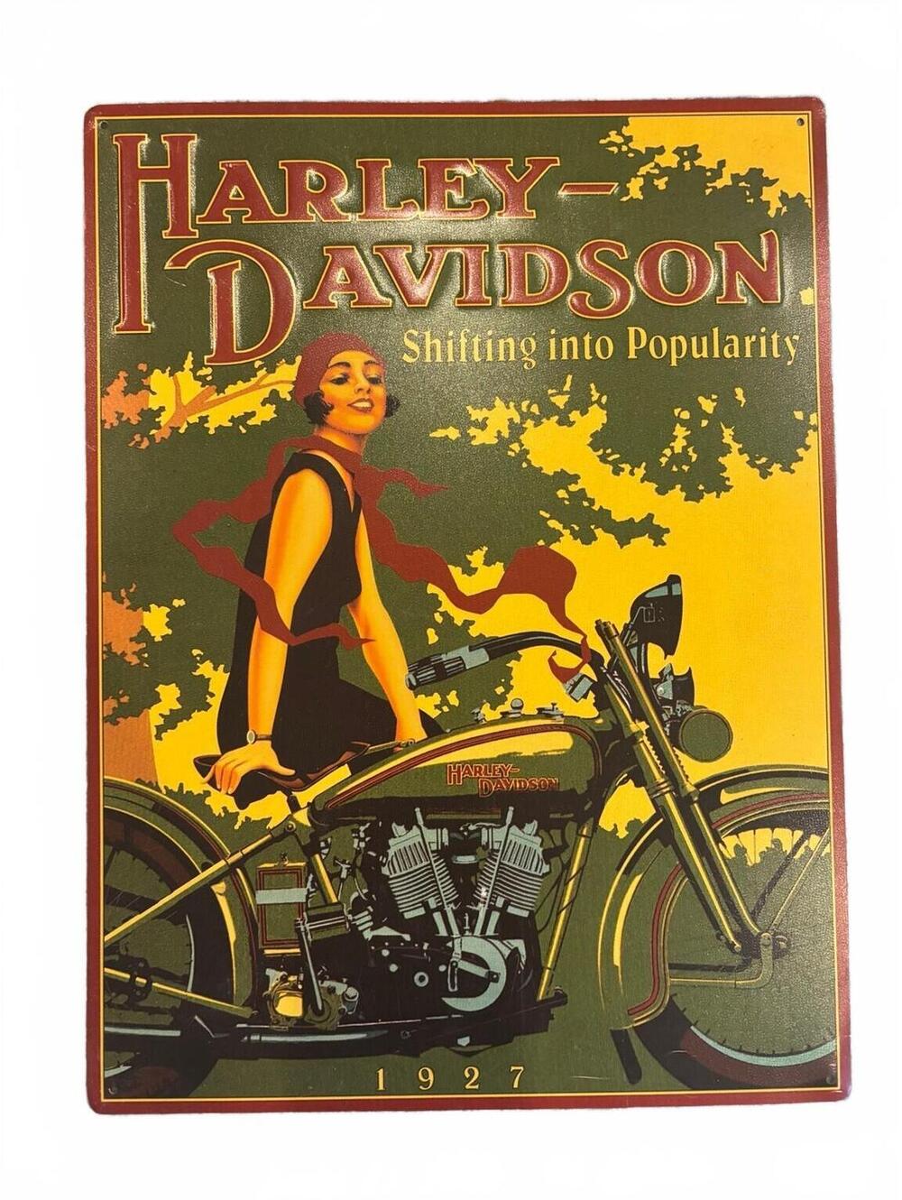 arley Davidson Shifting Into Popularity 1927 Metal Sign 95255-05V 12x16